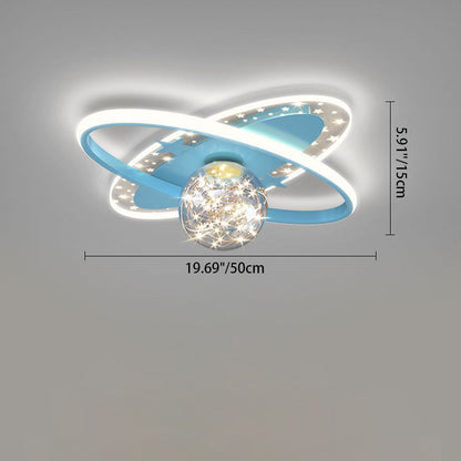 Contemporary Scandinavian Crescent Star Oval Orb Glass Aluminum Iron LED Flush Mount Ceiling Light For Bedroom