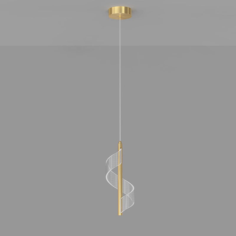 Contemporary Scandinavian Curved Long Strip Acrylic Iron LED Pendant Light For Living Room