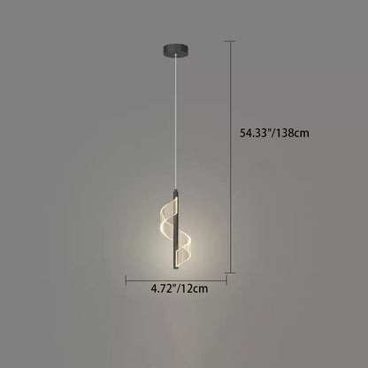 Contemporary Scandinavian Curved Long Strip Acrylic Iron LED Pendant Light For Living Room