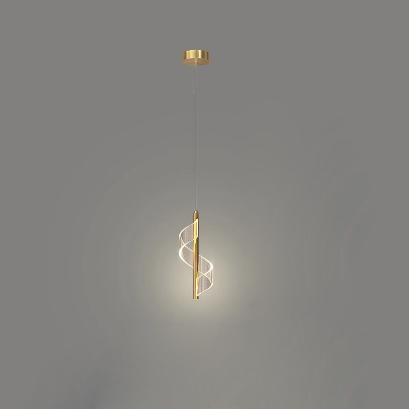Contemporary Scandinavian Curved Long Strip Acrylic Iron LED Pendant Light For Living Room
