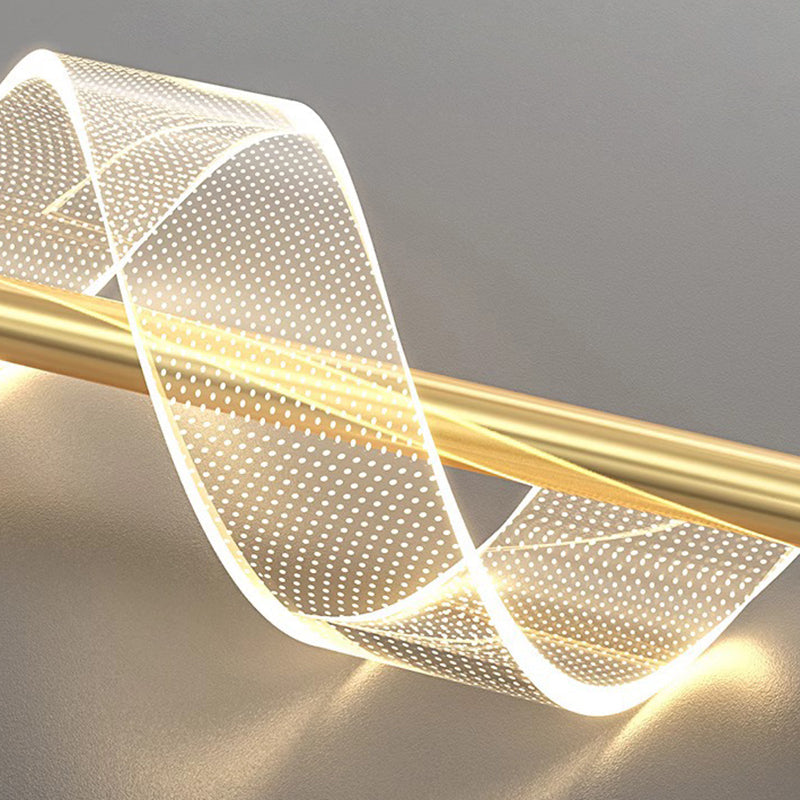 Contemporary Scandinavian Curved Long Strip Acrylic Iron LED Pendant Light For Living Room