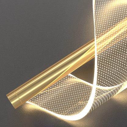 Contemporary Scandinavian Curved Long Strip Acrylic Iron LED Pendant Light For Living Room