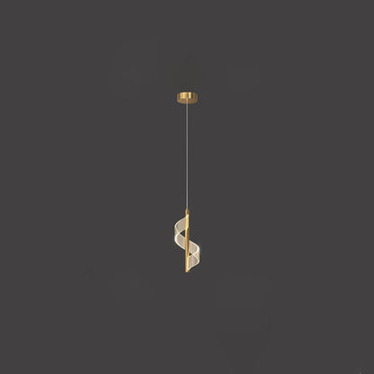 Contemporary Scandinavian Curved Long Strip Acrylic Iron LED Pendant Light For Living Room