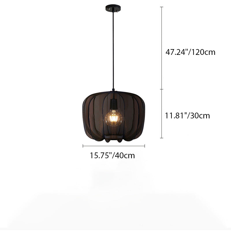 Traditional French Apple Round Fabric Iron 1-Light Pendant Light For Living Room