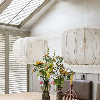 Traditional French Apple Round Fabric Iron 1-Light Pendant Light For Living Room