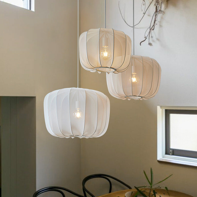 Traditional French Apple Round Fabric Iron 1-Light Pendant Light For Living Room