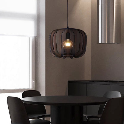 Traditional French Apple Round Fabric Iron 1-Light Pendant Light For Living Room