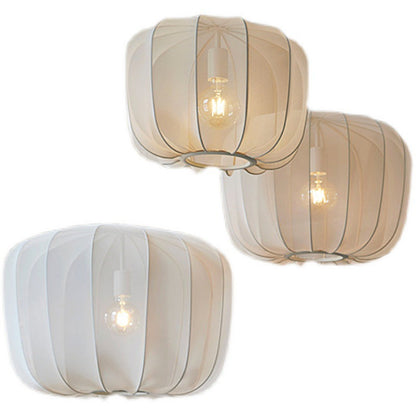 Traditional French Apple Round Fabric Iron 1-Light Pendant Light For Living Room
