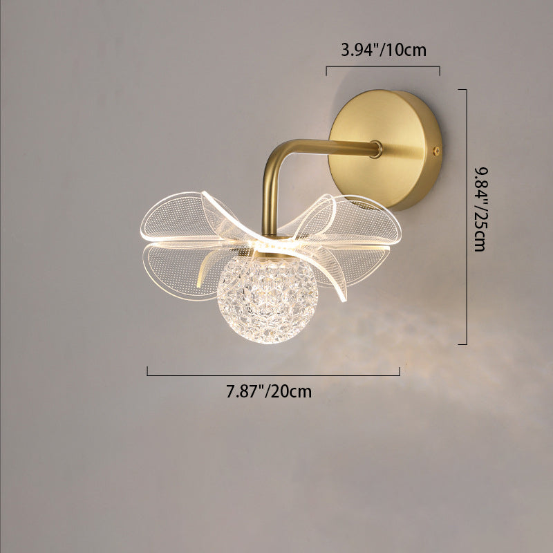 مصباح حائط LED من الحديد الأكريليكي المنحني على شكل زهرة آرت ديكو الحديثة لغرفة المعيشة 