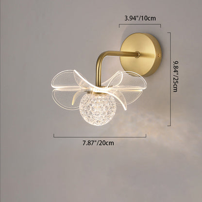 مصباح حائط LED من الحديد الأكريليكي المنحني على شكل زهرة آرت ديكو الحديثة لغرفة المعيشة 