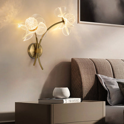 مصباح حائط LED من الحديد الأكريليكي المنحني على شكل زهرة آرت ديكو الحديثة لغرفة المعيشة 