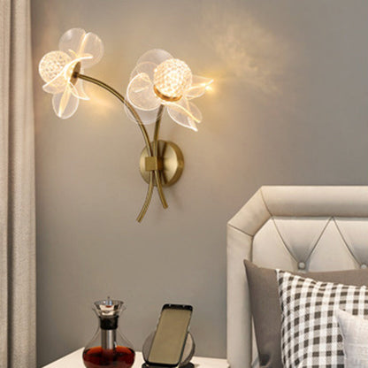 مصباح حائط LED من الحديد الأكريليكي المنحني على شكل زهرة آرت ديكو الحديثة لغرفة المعيشة 