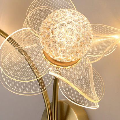 مصباح حائط LED من الحديد الأكريليكي المنحني على شكل زهرة آرت ديكو الحديثة لغرفة المعيشة 