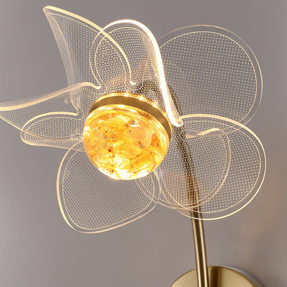 مصباح حائط LED من الحديد الأكريليكي المنحني على شكل زهرة آرت ديكو الحديثة لغرفة المعيشة 