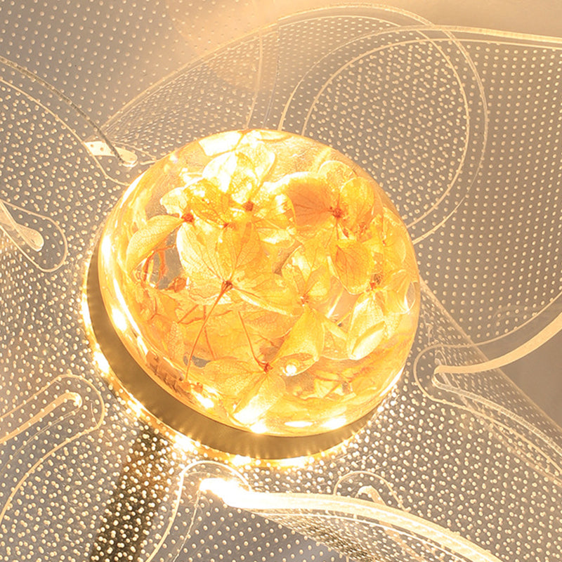 مصباح حائط LED من الحديد الأكريليكي المنحني على شكل زهرة آرت ديكو الحديثة لغرفة المعيشة 