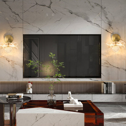 مصباح حائط LED من الحديد الأكريليكي المنحني على شكل زهرة آرت ديكو الحديثة لغرفة المعيشة 