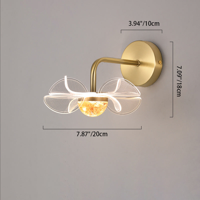 مصباح حائط LED من الحديد الأكريليكي المنحني على شكل زهرة آرت ديكو الحديثة لغرفة المعيشة 