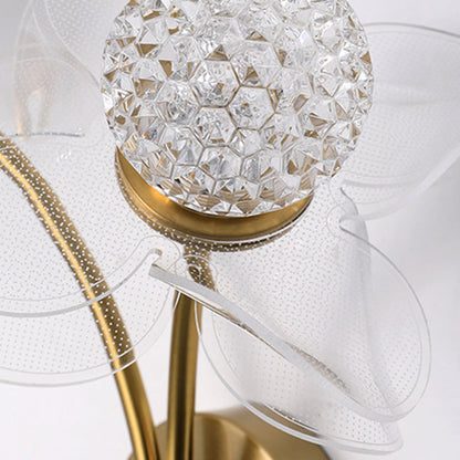 مصباح حائط LED من الحديد الأكريليكي المنحني على شكل زهرة آرت ديكو الحديثة لغرفة المعيشة 