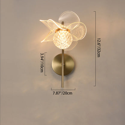 مصباح حائط LED من الحديد الأكريليكي المنحني على شكل زهرة آرت ديكو الحديثة لغرفة المعيشة 