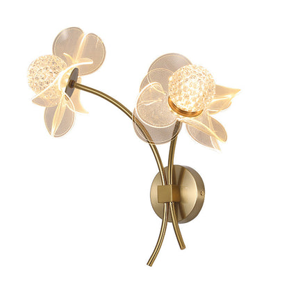 مصباح حائط LED من الحديد الأكريليكي المنحني على شكل زهرة آرت ديكو الحديثة لغرفة المعيشة 