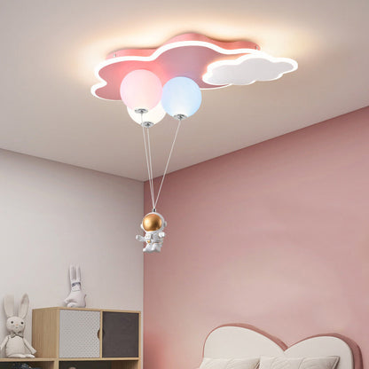 Modern Minimalist Kids Balloon Cloud Astronaut PE Acrylic Hardware LED Mount Ceiling Light For Living Room