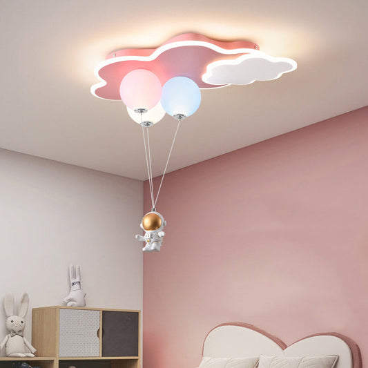 Modern Minimalist Kids Balloon Cloud Astronaut PE Acrylic Hardware LED Mount Ceiling Light For Living Room