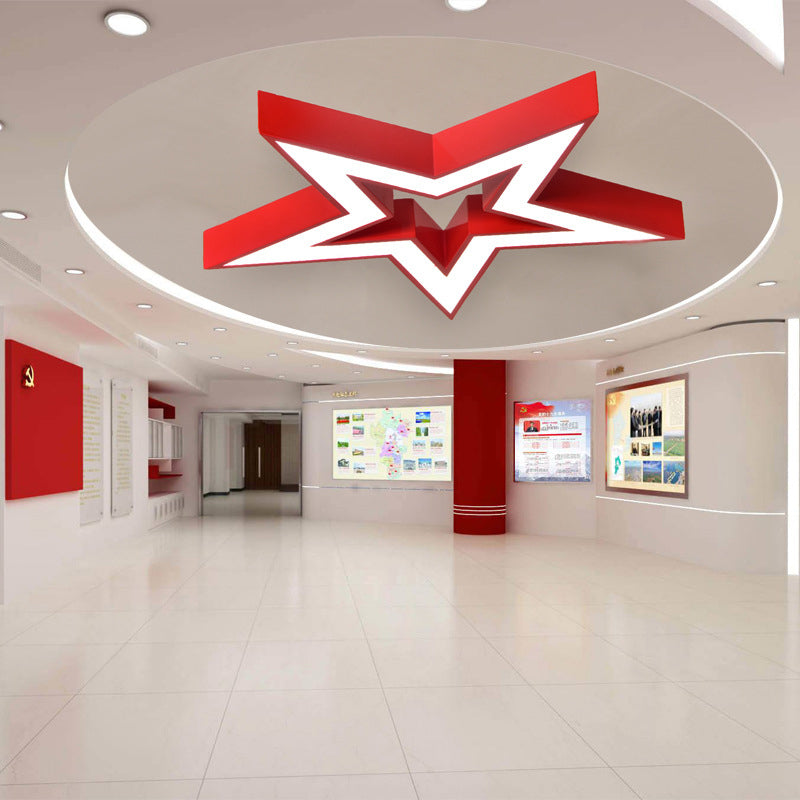 Modern Simplicity Pentagram Skeleton Acrylic Iron LED Flush Mount Ceiling Fan Light For Bedroom