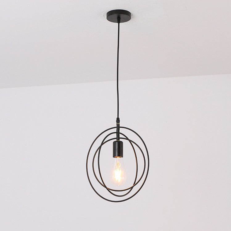 Contemporary Industrial Pentagram Round Hollowed Out Iron 1-Light Pendant Light For Living Room