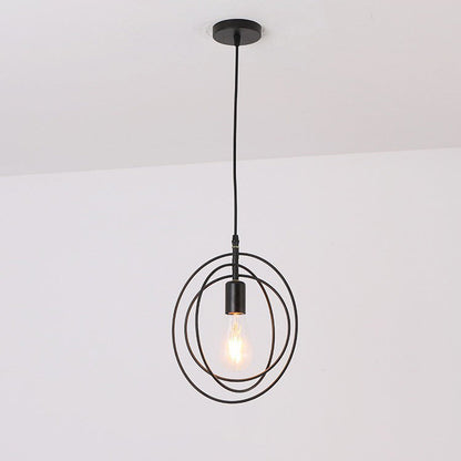 Contemporary Industrial Pentagram Round Hollowed Out Iron 1-Light Pendant Light For Living Room
