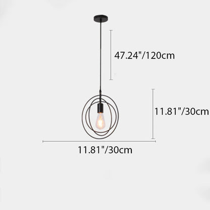 Contemporary Industrial Pentagram Round Hollowed Out Iron 1-Light Pendant Light For Living Room