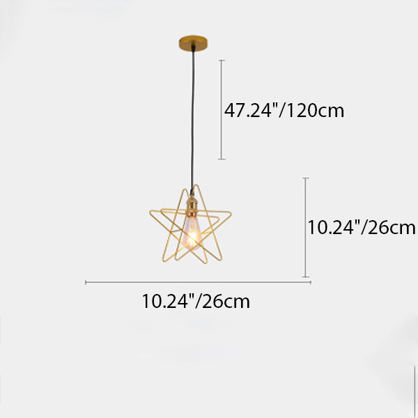 Contemporary Industrial Pentagram Round Hollowed Out Iron 1-Light Pendant Light For Living Room