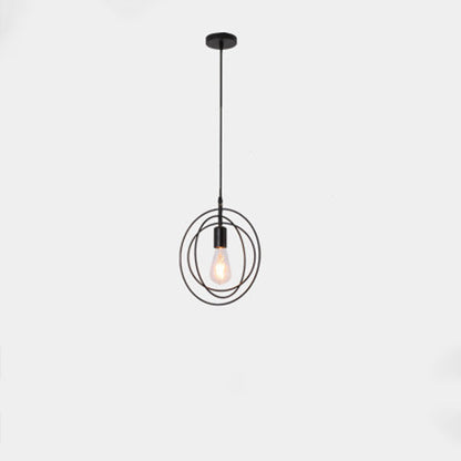 Contemporary Industrial Pentagram Round Hollowed Out Iron 1-Light Pendant Light For Living Room