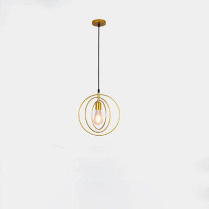 Contemporary Industrial Pentagram Round Hollowed Out Iron 1-Light Pendant Light For Living Room