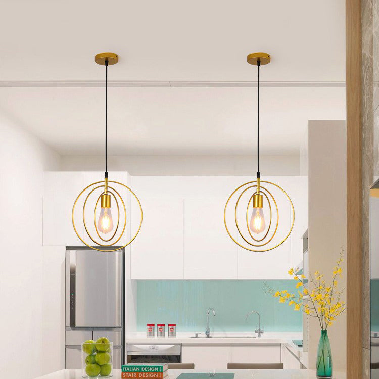 Contemporary Industrial Pentagram Round Hollowed Out Iron 1-Light Pendant Light For Living Room