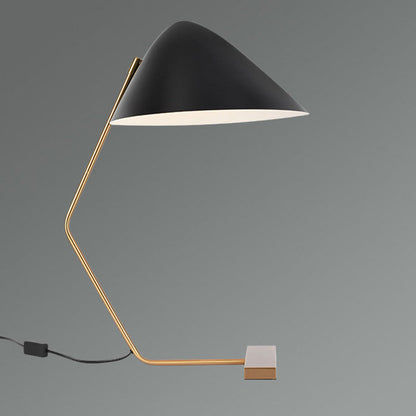 Contemporary Creative Conical Rectangle Curved Iron Brass 1-Light Table Lamp For Bedroom