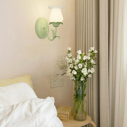 Traditional Vintage Floral Leaf Glass Iron 1/2 Light Wall Sconce Lamp For Living Room