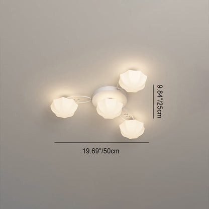 Contemporary Scandinavian Branch Round Pumpkin Glass Iron 4/7/9/11 Light Semi-Flush Mount Ceiling Light For Bedroom