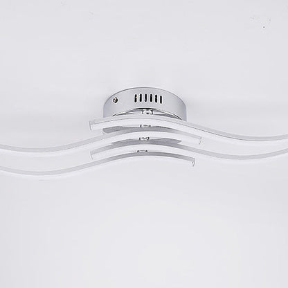 Modern Minimalist Wave Round Silicone Iron LED Semi-Flush Mount Ceiling Light For Living Room