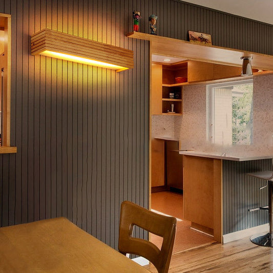 مصباح حائط LED خشبي أكريليك مستطيل الشكل بتصميم عصري بسيط لغرفة المعيشة 