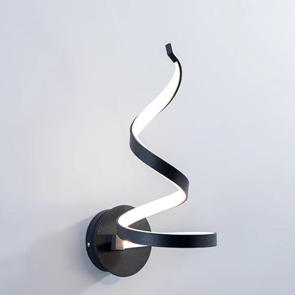 Contemporary Creative Curved Line Round Silicone Iron Aluminum LED Wall Sconce Lamp For Living Room