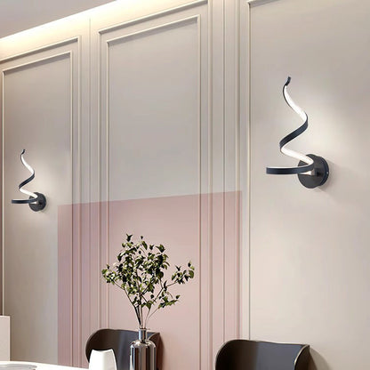 Contemporary Creative Curved Line Round Silicone Iron Aluminum LED Wall Sconce Lamp For Living Room