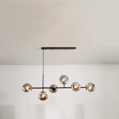 Modern Luxury Magic Bean Orb Long Glass Iron 6-Light Chandelier For Living Room