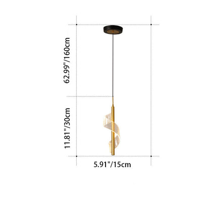 Contemporary Scandinavian Curved Long Acrylic Iron LED Pendant Light For Living Room