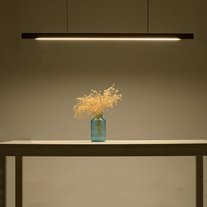Modern Minimalist Long Round Disc PC Walnut Wood Aluminum LED Chandelier Island Light For Dining Room