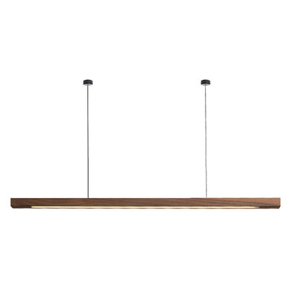 Modern Minimalist Long Round Disc PC Walnut Wood Aluminum LED Chandelier Island Light For Dining Room