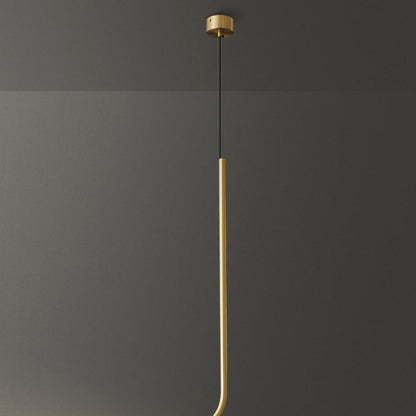 Contemporary Scandinavian Long Line Brass LED Pendant Light For Living Room