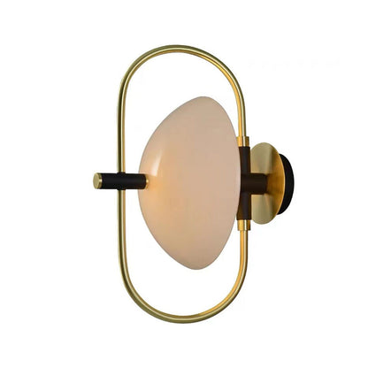 Modern Luxury Round Curved Oval Glass Iron 1-Light Wall Sconce Lamp For Living Room