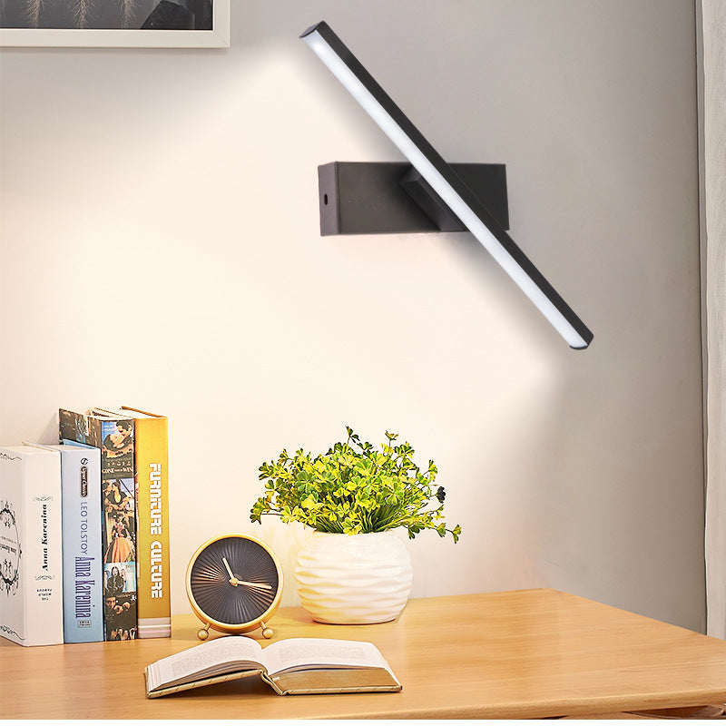 مصباح حائط LED مستطيل طويل من الحديد السيليكوني بتصميم عصري بسيط لغرفة النوم 