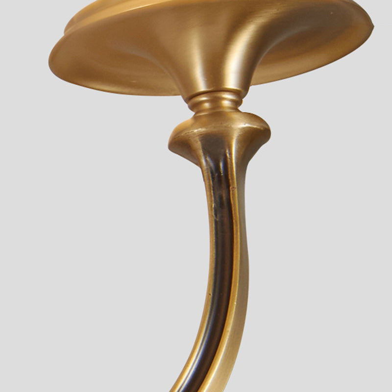 Traditional Vintage Curved Round Oval Fabric Copper 1/2 Light Wall Sconce Lamp For Living Room