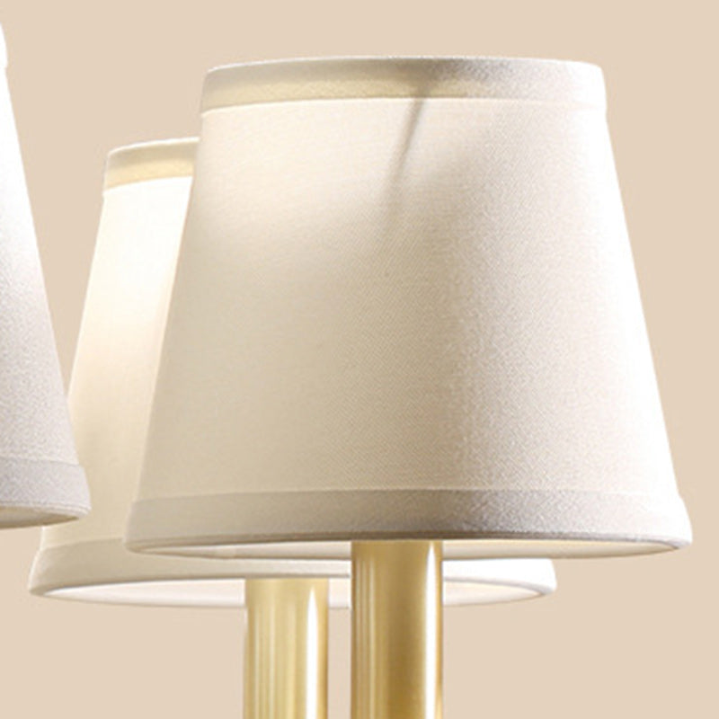 Traditional Vintage Curved Line Branch Cylinder Fabric Copper 4/6/8 Light Chandelier For Living Room